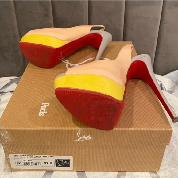 Christian Louboutin Peep Toe Slingback Heels-37.5 - Picture 4 of 9